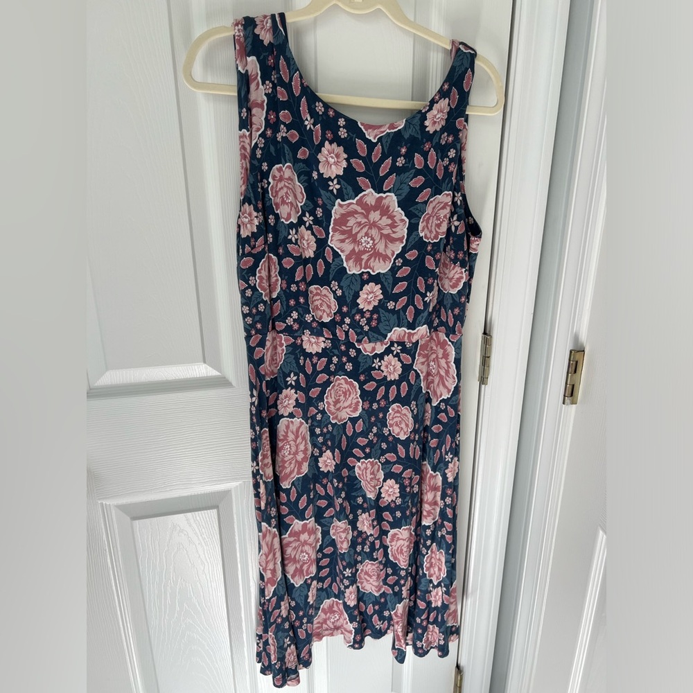 Loft outlet floral pink blue dress XL
